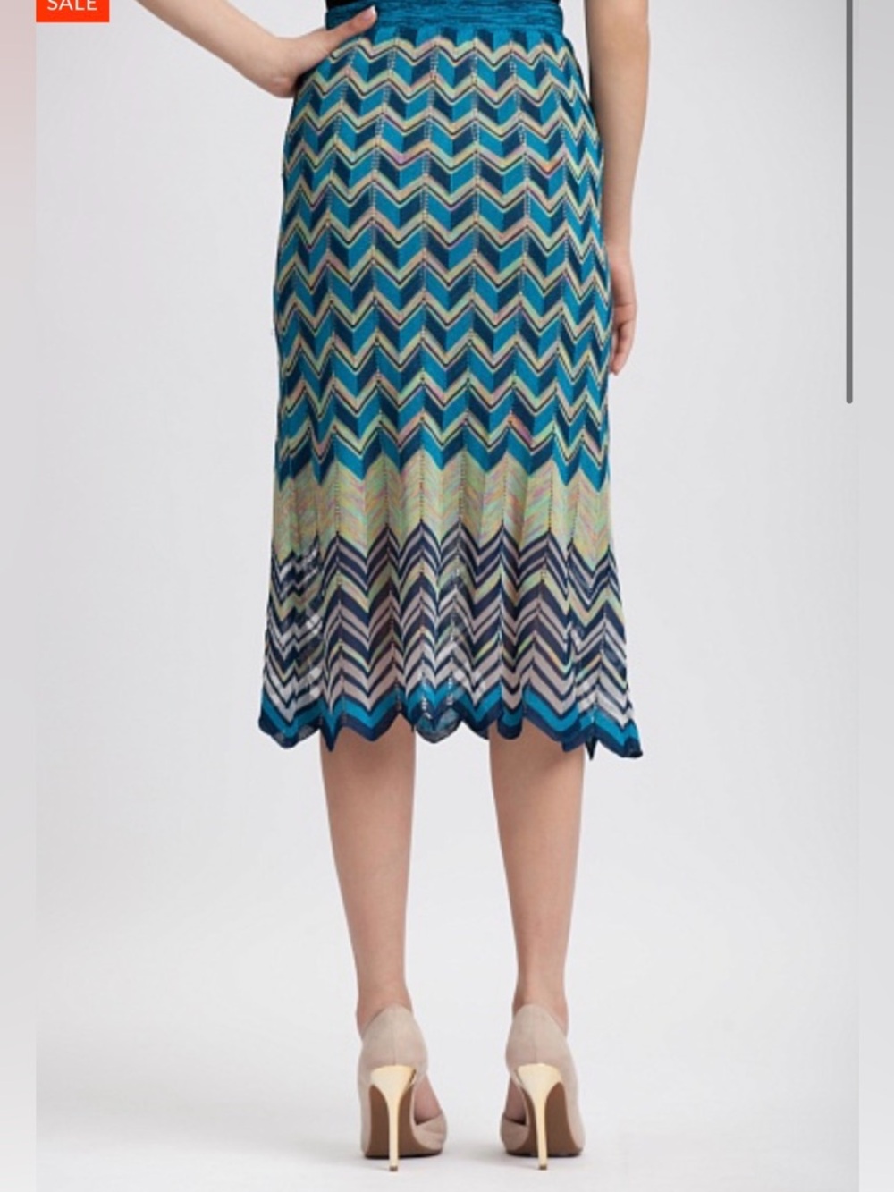 Bcbgmaxazria Women’s Vida Chevron Skirt Blue/green Size Small - Picture 2 of 7